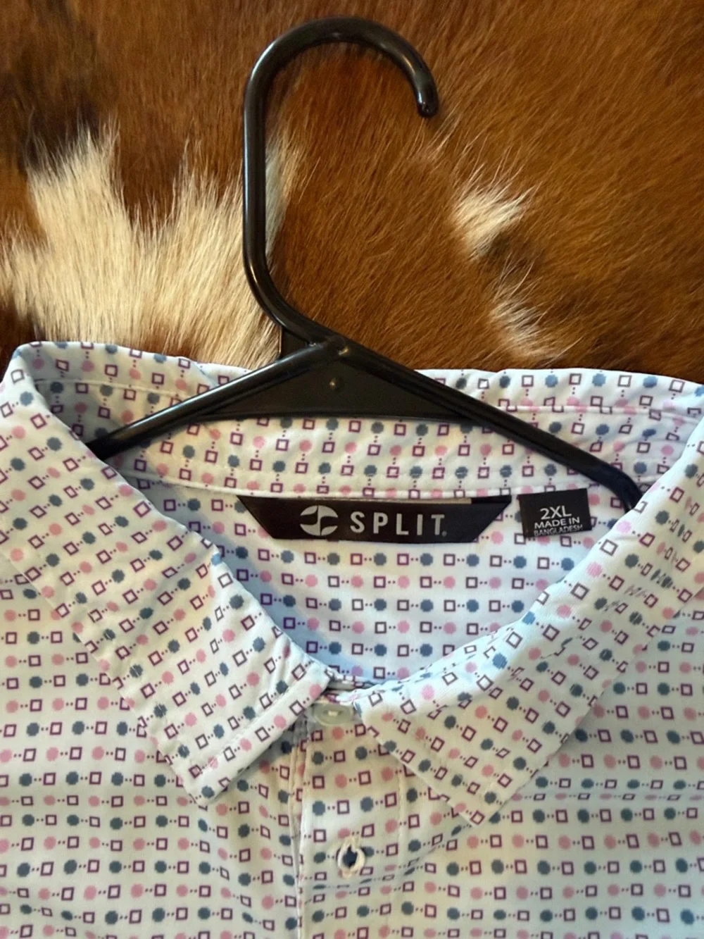 split White Polo with Blue & Red Micro Pattern - Picture 3 of 8